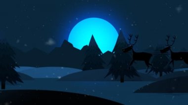 Noel Baba Reindeers ile kızak sürme