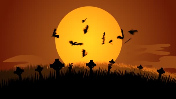 A Graveyard Halloween Background — Stock Video
