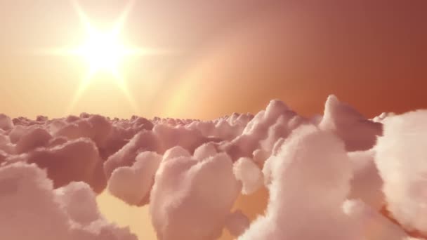 Terbang tinggi di atas awan dalam arah matahari terbit — Stok Video