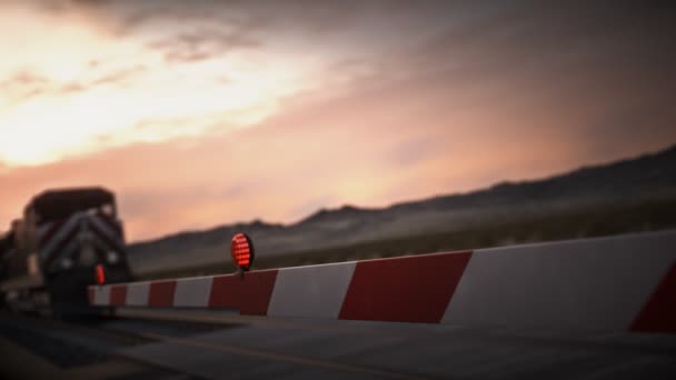 Locomotive Passing A Railway Crossing — Stock Video