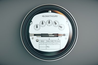 Analog electricity meter showing household consumption. power me clipart
