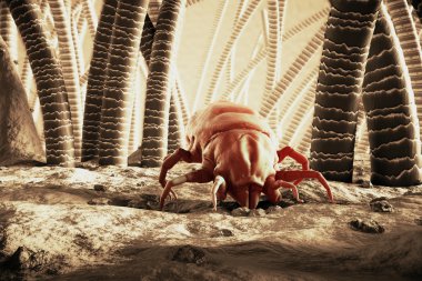 3d Render Of Dust Mite. Allergy House Hygiene Bed clipart