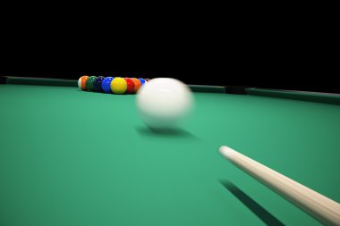 Raf havuzda kırma. Bilardo topunu vurdu