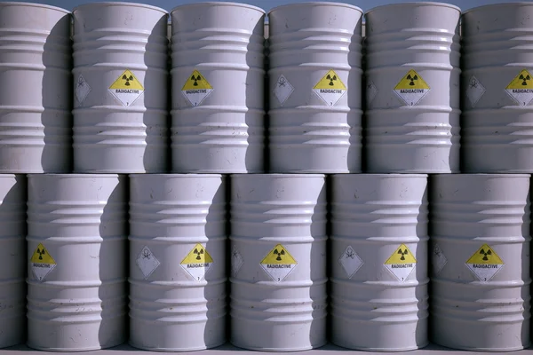 Wall of Radioactive barrels — Stock Photo, Image