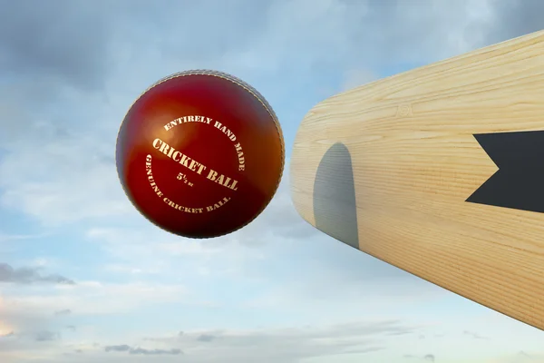 Cricket sport. Ball and bat — Stock Photo, Image