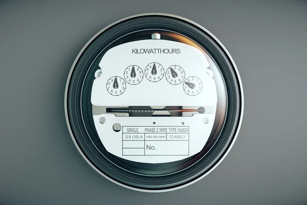 Analogový elektroměr ukazuje spotřebu domácností. moc mě — Stock fotografie