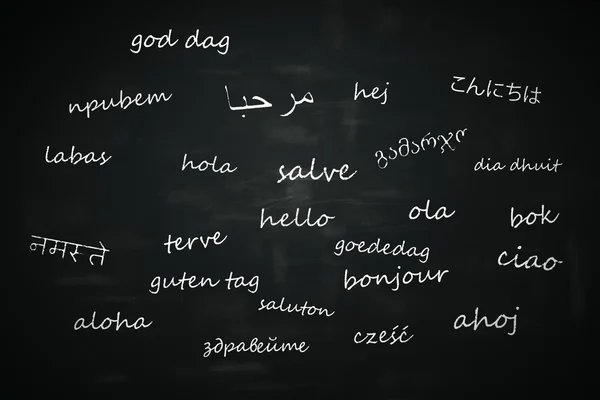 Nyelvtanulás koncepció - "Hello", más nyelvek Üdvözlet ty — Stock Fotó