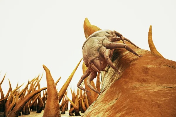 3d Render Of Dust Mite. Allergy House Hygiene Bed — Stock Photo, Image