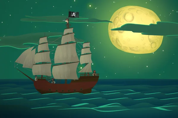 Піратські кораблі в морі. Небезпечне пограбування — стокове фото