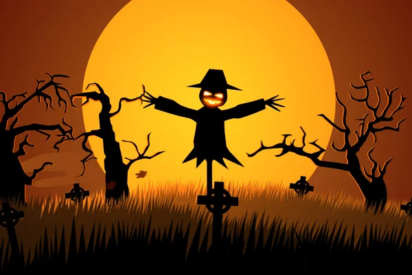 Halloween Scary Scarecrow. Spooky Creepy Haloween — Stock Photo, Image