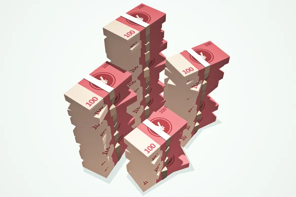 Stacks Of Hundred Chinese Yuan Notes.Finances banking wealth — Stock Photo, Image