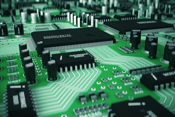 Green Circuit board. — Stock Photo, Image