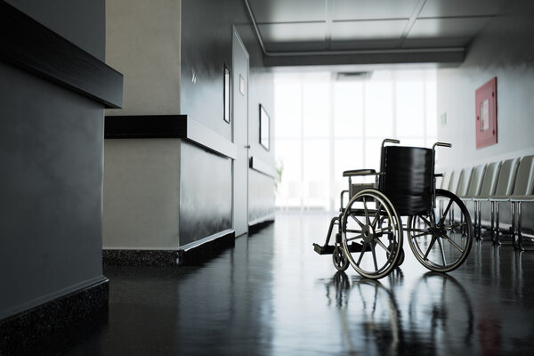 Wheelchair in hospital.