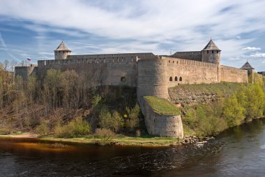 Ivangorod. Rusya ve Estonya sınırı adlı antik kale