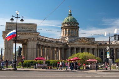 St. Petersburg, Rusya - 8 Mayıs 2016: Kazan Katedrali -Tanrı'nın Annesi Kazan Simgesi-. 