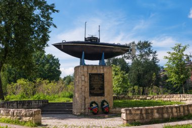 Gatchina, Rusya - 2 Haziran 2016: Anıt ilk Rus denizaltısı.