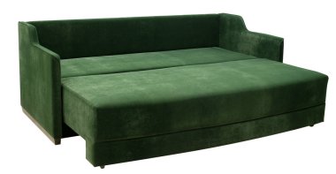 Beyaz arka planda izole kanepe. Kırpma yolu da dahil. Kanepe uyumak için hazır.