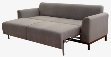 Beyaz arka planda izole kanepe. Kırpma yolu da dahil. Kanepe uyumak için hazır..