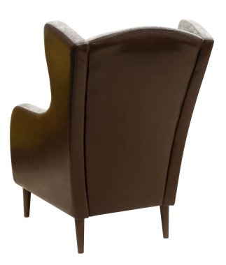 Koltuk beyaz arka planda izole edilmiş. Arkadan bak. Kırpma yolu dahil