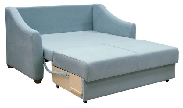 Кутовий диван ізольований на білому тлі. Включаючи відсічний контур. Диван розкладається для сну — стокове фото