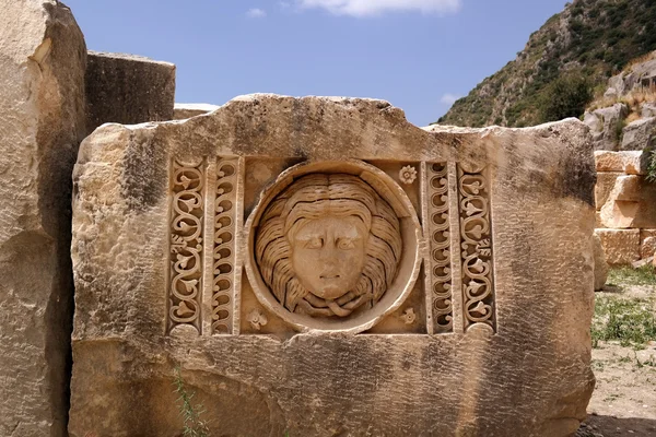 Demre. gravstenar ristade med bilder — Stockfoto