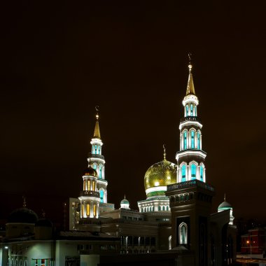 Geceleri fotoğraflandı Moskova Camii
