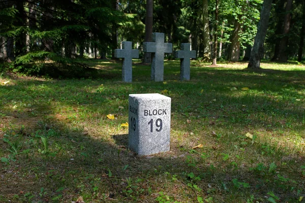 Toila, Észtország - július 09, 2011: Egy régi német temető a Toila Oru park szélén — Stock Fotó