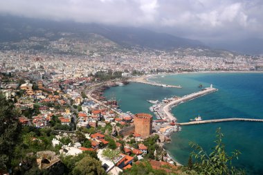 Şehir Alanya, kale, kırmızı kule, defne görünümü