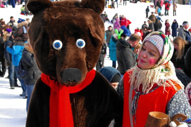 Gatchina, Leningrad region, RUSSIA - March 5, 2011: Maslenitsa - a traditional spring holiday in Russia.