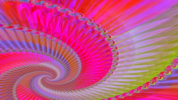 Espiral fractal interesante para el fondo en color mayormente carmesí . — Vídeos de Stock