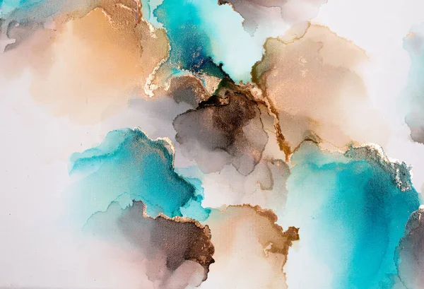 Blue and gold ink watercolor splash collection by Aneta Design