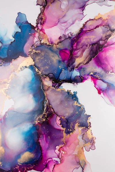 Art Fluide Abstrait Encre Alcool Sur Toile Violet Bleu — Photo