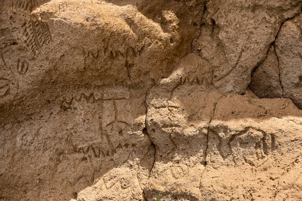 Native Modoc Petroglyfer Snidade Sten Vid Petroglyph Point Lava Beds — Stockfoto