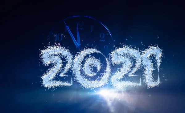 New Year's Eve background with year 2021 and dial on blue background