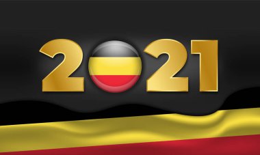 Almanya 2021, Yeni Yıl Kart Şablonu, Almanca, Almanca, Almanca, Flag geçmişi, Vektör