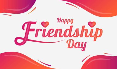 Mutlu Dostluk Günü Typography Banner, tebrik kartı, Vektör