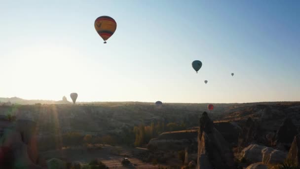 Erstaunliche Visuelle Show Aussicht Erfahrung Heißluftballonfahrt Kappadokien — Stockvideo