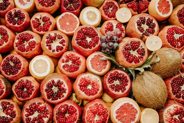 Vers Fruit Diverse Vruchten Kleurrijk Schoon Eten Fruit Achtergrond — Stockfoto
