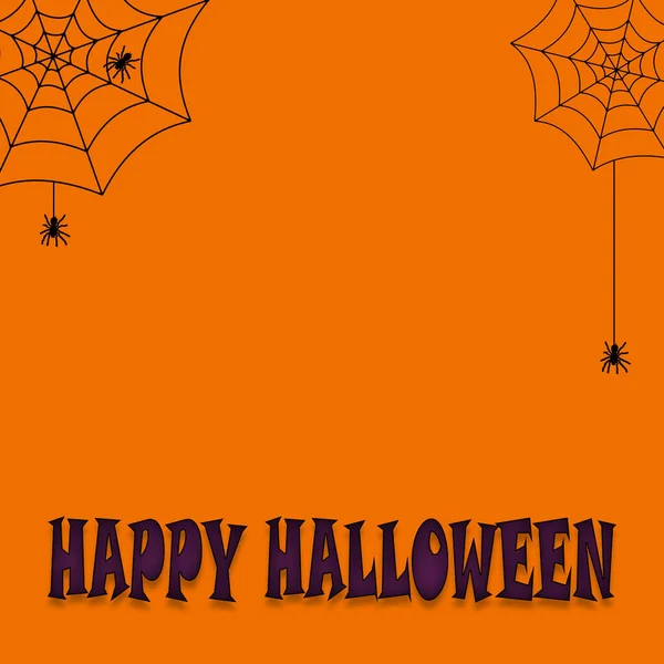 Feliz Halloween Tela Araña Arañas Para Tarjeta Felicitación Cartel Bandera —  Fotos de Stock