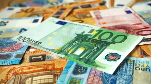 Куча Бумажных Банкнот Евро Часть Платежной Системы Объединенной Страны — стоковое фото