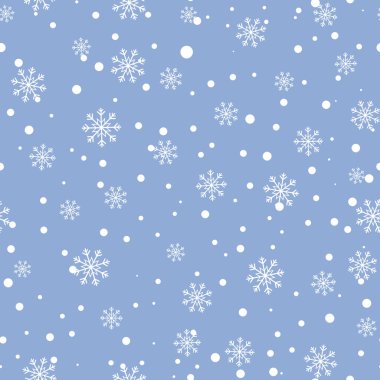 Kar tanesi pürüzsüz desen. Mavi arka planda kar. Soyut duvar kâğıdı, ambalaj dekorasyonu. Sembol kışı, mutlu Noel tatili, mutlu yeni yıl kutlaması