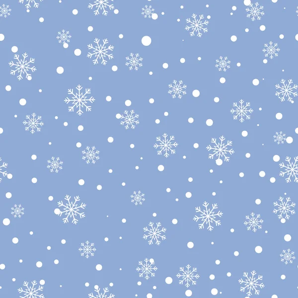 スノーフレークシームレスパターン 青い背景に雪 抽象的な壁紙 ラッピング装飾 シンボル冬 メリークリスマス休暇 新年のお祝い — ストック写真