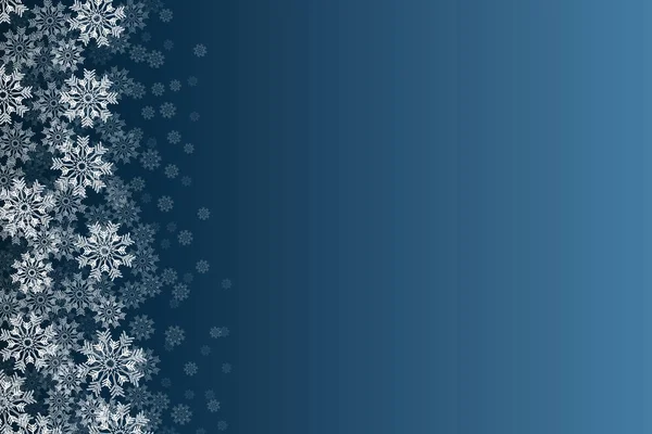Padrão Inverno Feito Flocos Neve Brancos Fundo Gradiente Azul Conceito — Fotografia de Stock