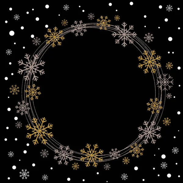 Χριστουγεννιάτικη Μπάλα Από Νιφάδες Χιονιού Κενό Χώρο Για Κείμενο Μαύρο — Φωτογραφία Αρχείου