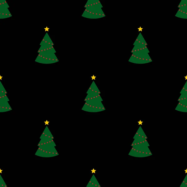 Nahtloses Muster Mit Grünen Weihnachtsbäumen Auf Schwarzem Hintergrund Abstrakte Tapeten — Stockfoto