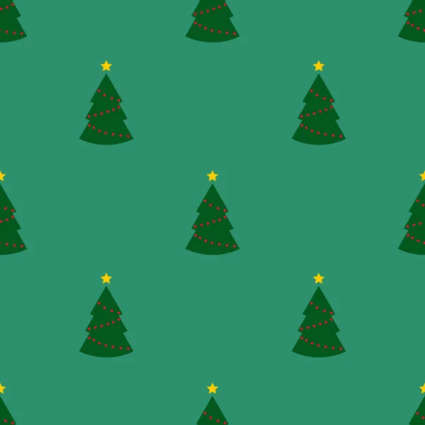 Seamless Pattern Green Christmas Trees Lights Green Background Abstract Wallpaper — Stock Photo, Image