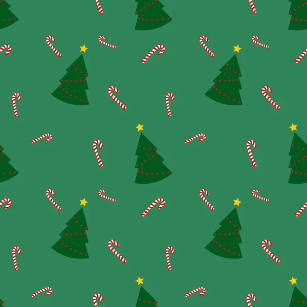 Seamless Pattern Green Christmas Trees Candy Cane Gray Background Abstract — Stock Photo, Image