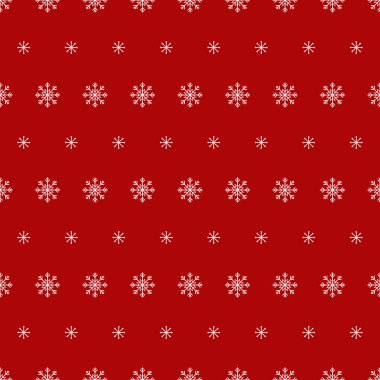 Kar tanesi pürüzsüz desen. Kırmızı arka planda kar. Soyut duvar kâğıdı, ambalaj dekorasyonu. Mutlu noeller, mutlu yeni yıl kutlamaları..