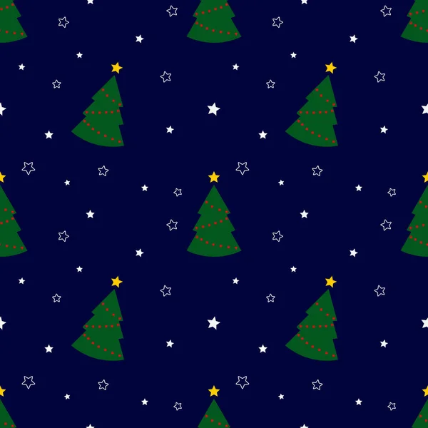 Seamless Pattern Green Christmas Trees Stars Blue Background Abstract Wallpaper — Stock Photo, Image