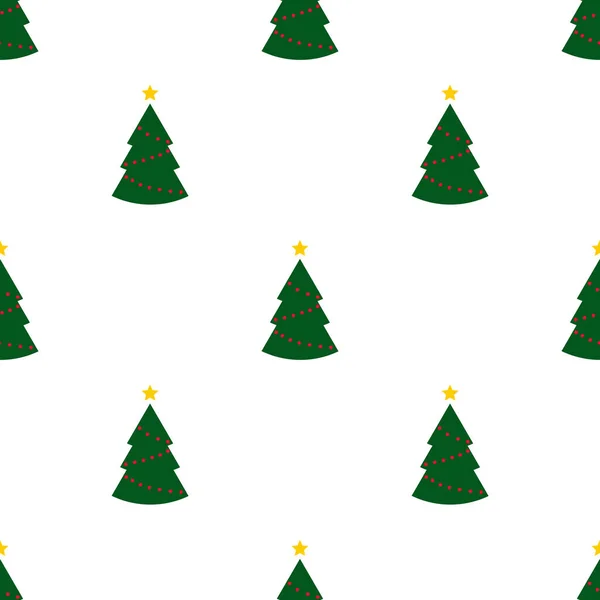 Нежный Узор Зелеными Рождественскими Деревьями Звездами Белом Фоне Абстрактные Обои — стоковое фото